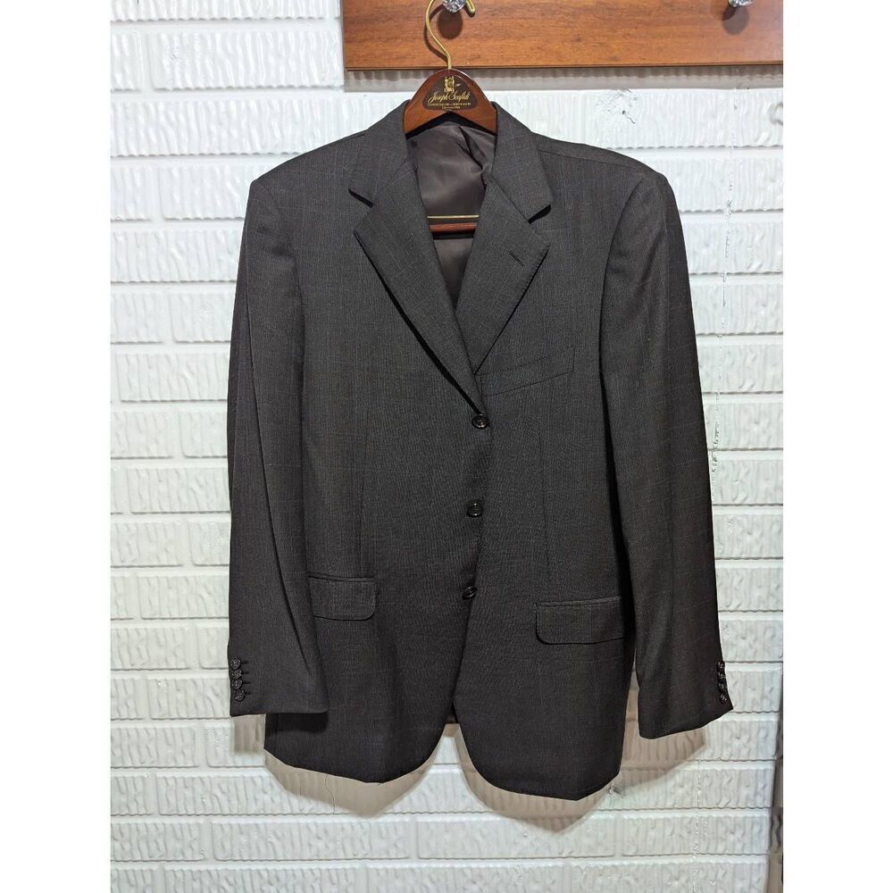 Ermenegildo Zegna Men's Brown Plaid Pattern Single Breasted Suit Set Size 42R